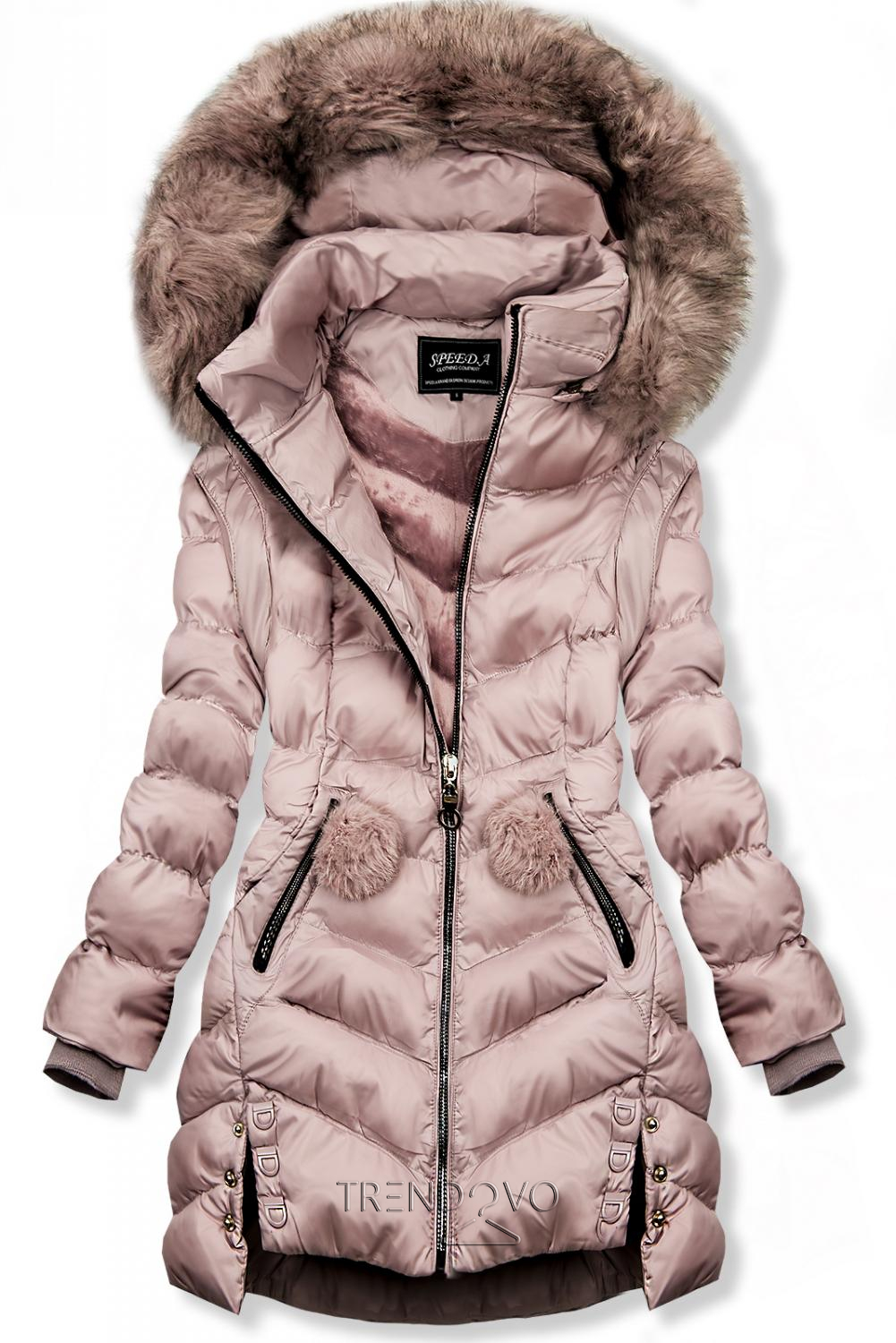 Růžová zimní bunda/vesta