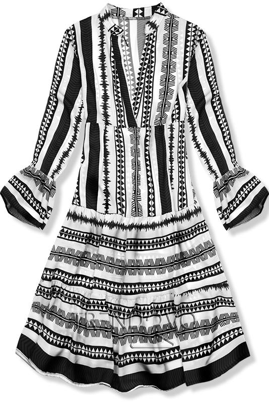 Černo bílé vzorované šaty tunika I.