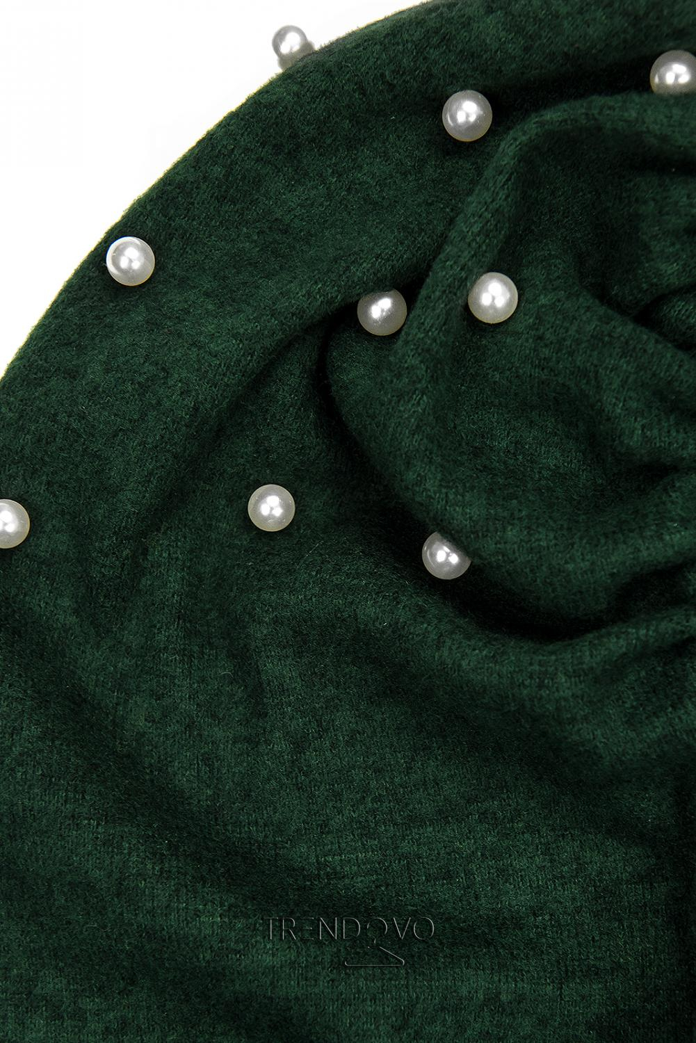 Zelené elegantní šaty s perličkami