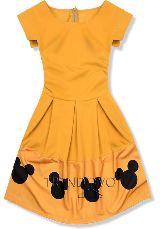 Žluté šaty s Mickey potiskem