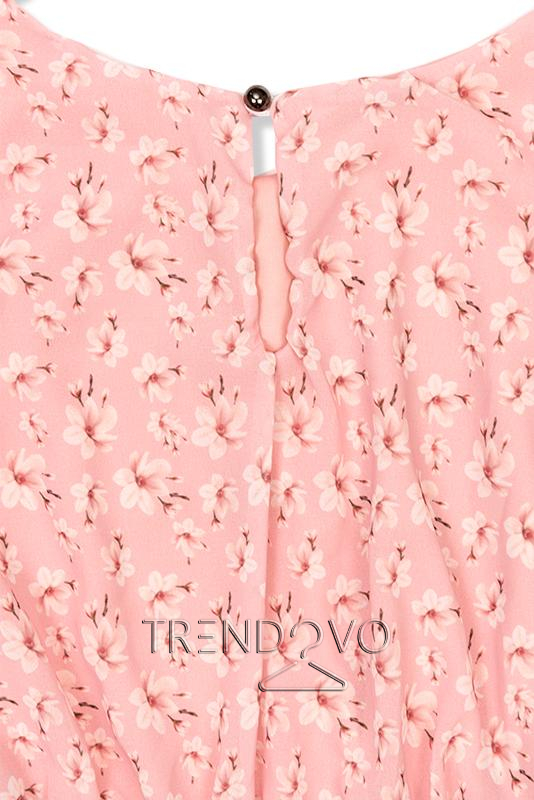 Růžové květinové maxi šaty