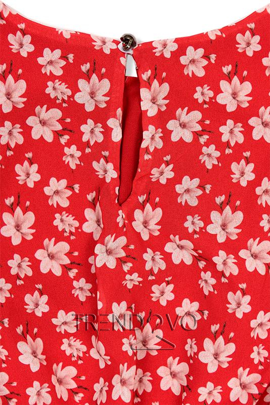 Červené květinové maxi šaty