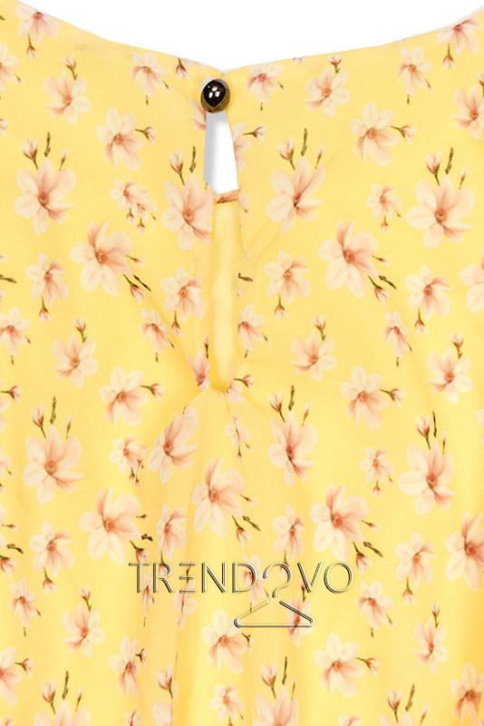 Žluté květinové maxi šaty