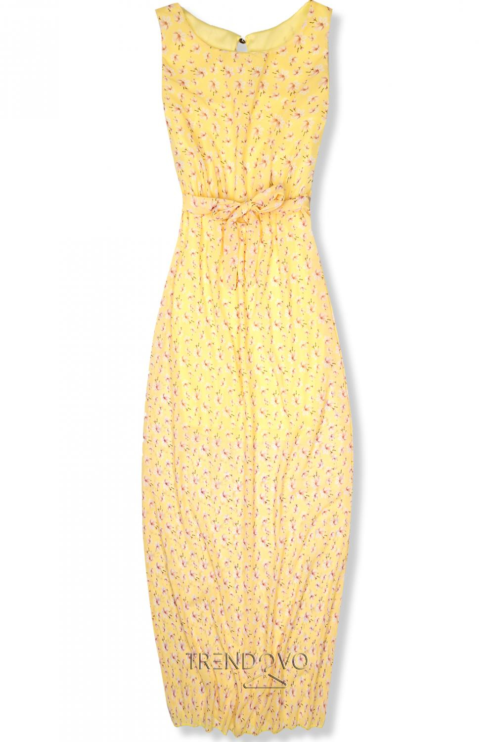 Žluté květinové maxi šaty