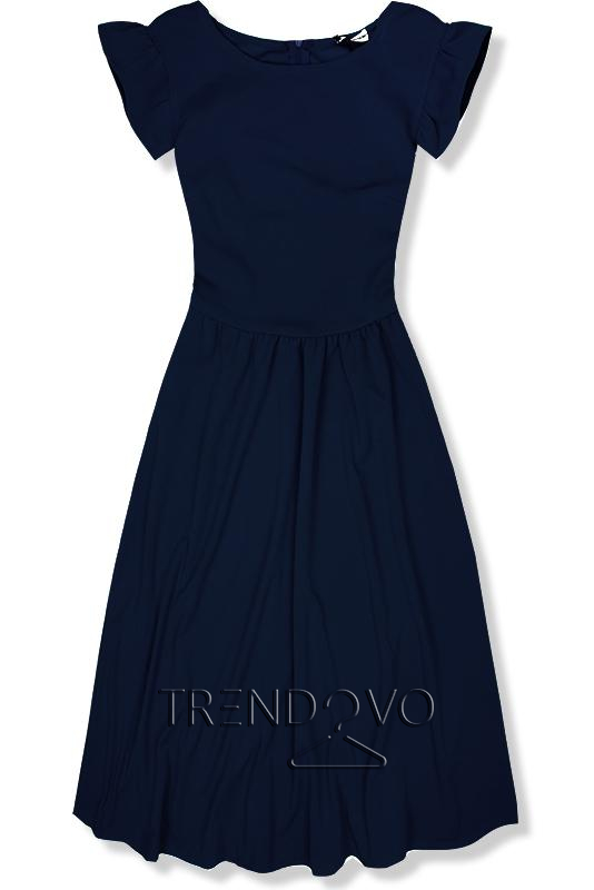 Tmavě modré elegantní midi šaty