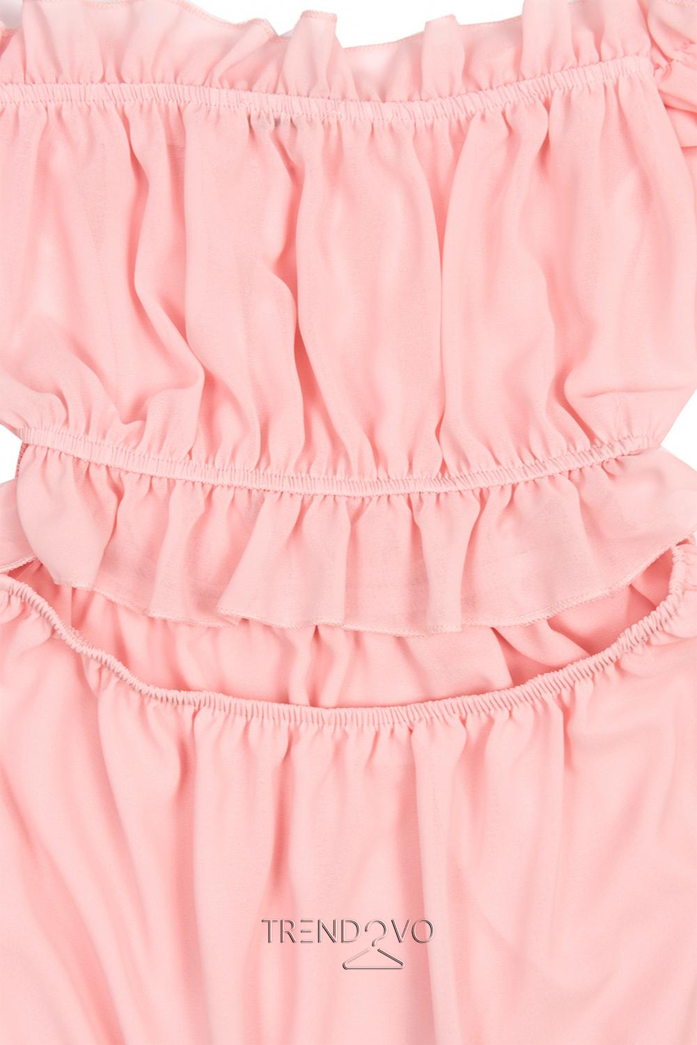 Pudrově růžové letní dlouhé šaty