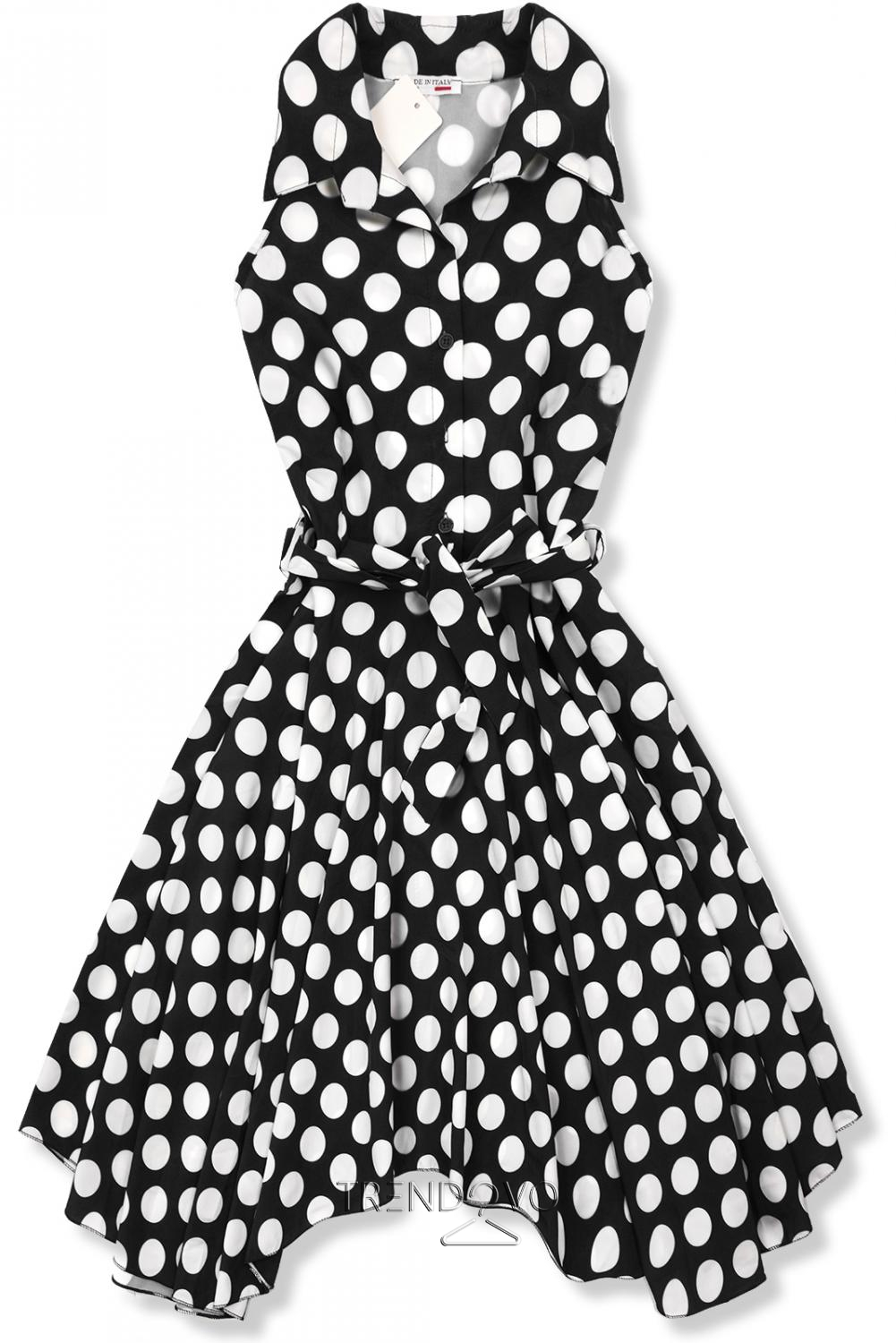 Černo-bílé retro puntíkované šaty