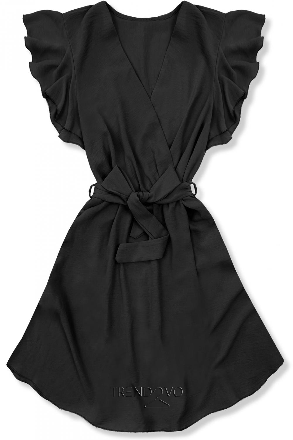 Černé šaty s volánovými rukávy