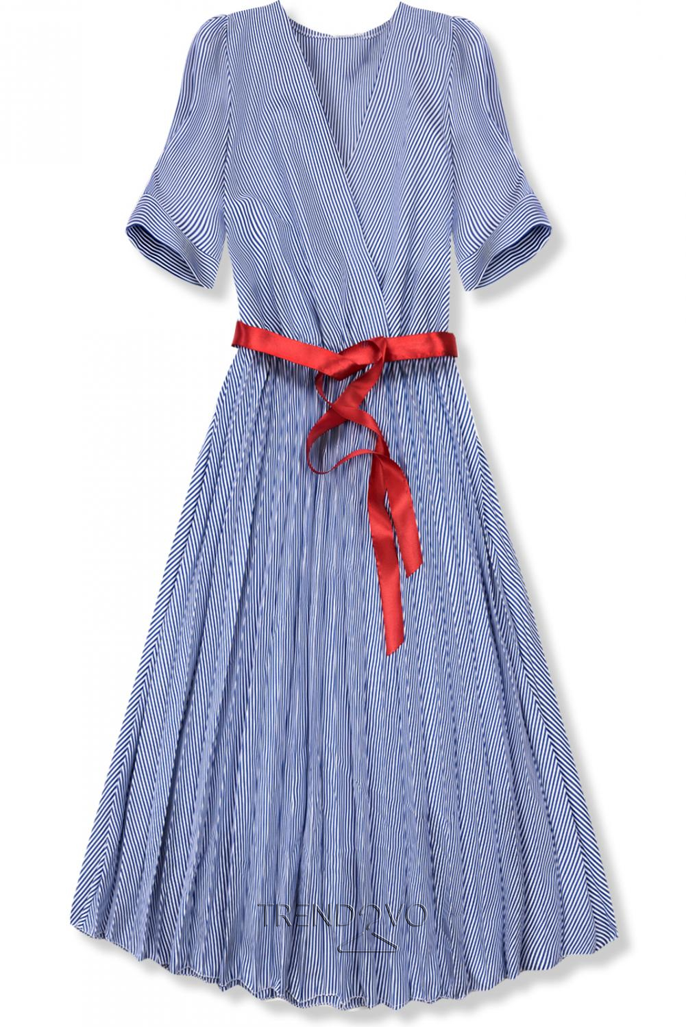Modro-bílé pruhované midi šaty