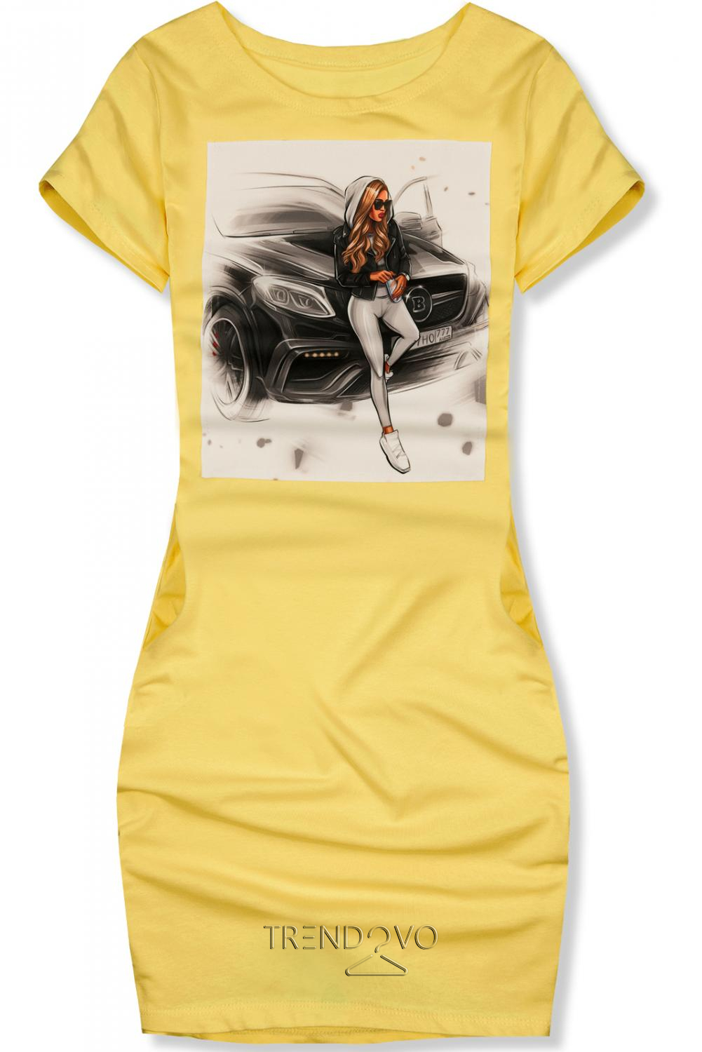 Žluté šaty Girl & car