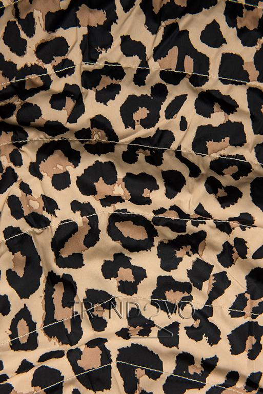Khaki oboustranná parka s leopardím vzorem