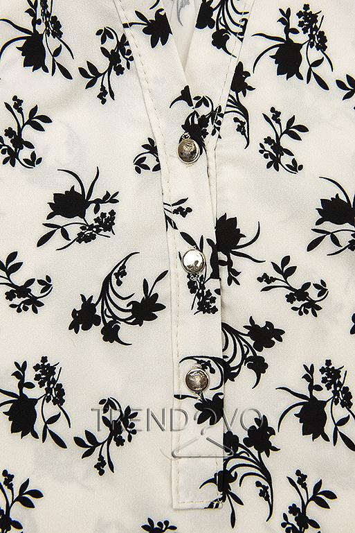 Bílo-černá košile s květinovým vzorem
