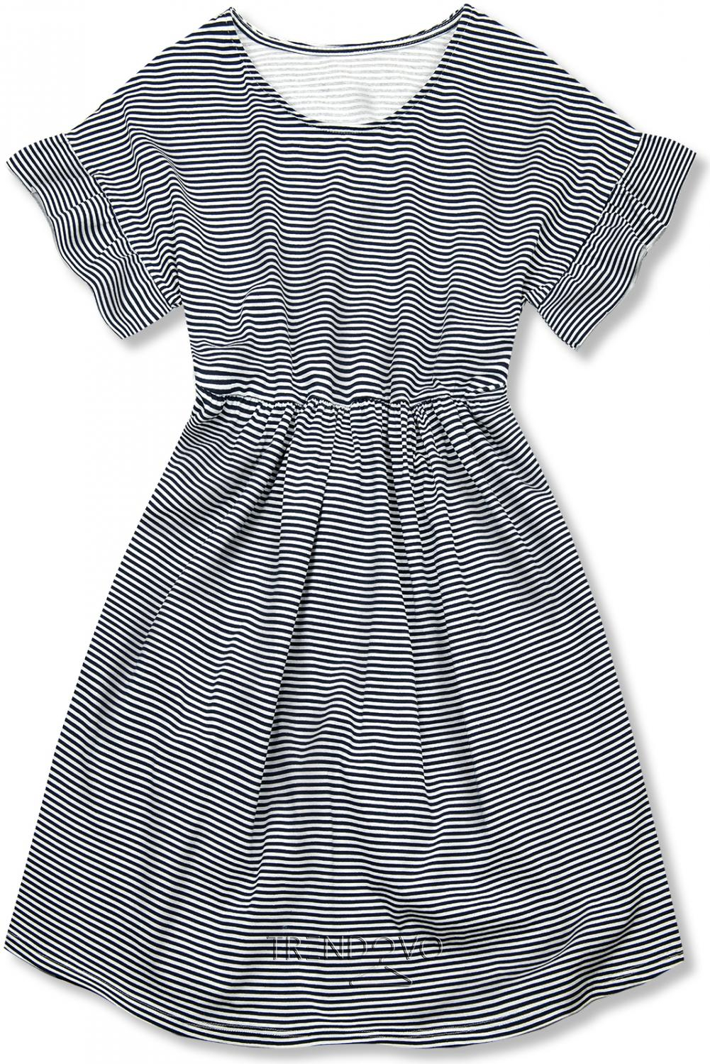 Modro-bílé volné pruhované šaty IV.