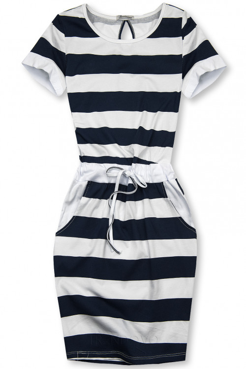 Modro-bílé pruhované šaty XX.