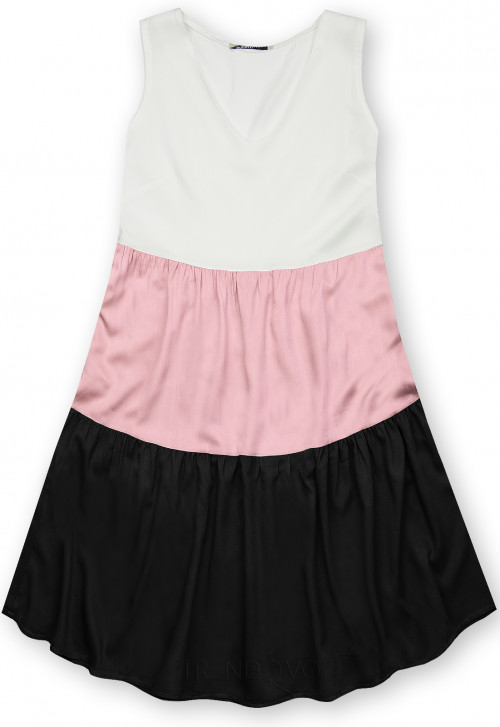 Letní šaty z viskózy bílá/růžová/černá
