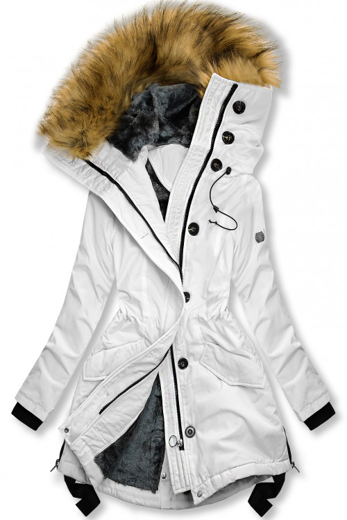 Bílá zimní bunda s vysokým límcem