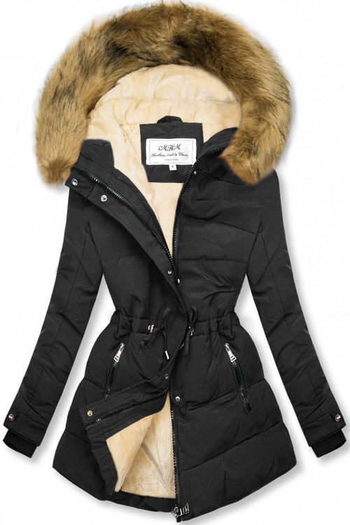 Černá-béžová zimní bunda