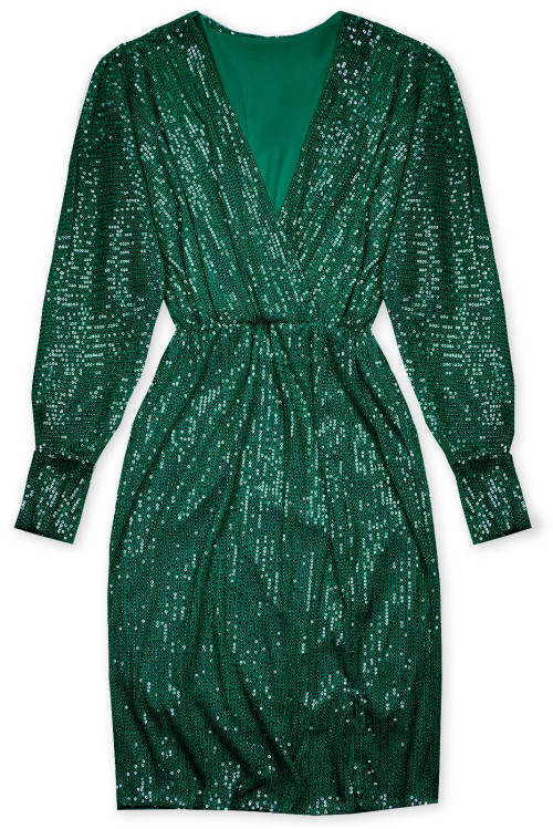 Smaragdově zelené šaty s flitry