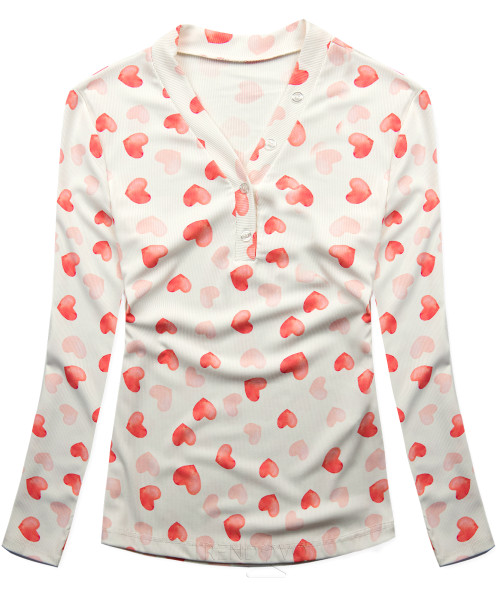 Tričko s potiskem srdíček bílá/růžová HEART3