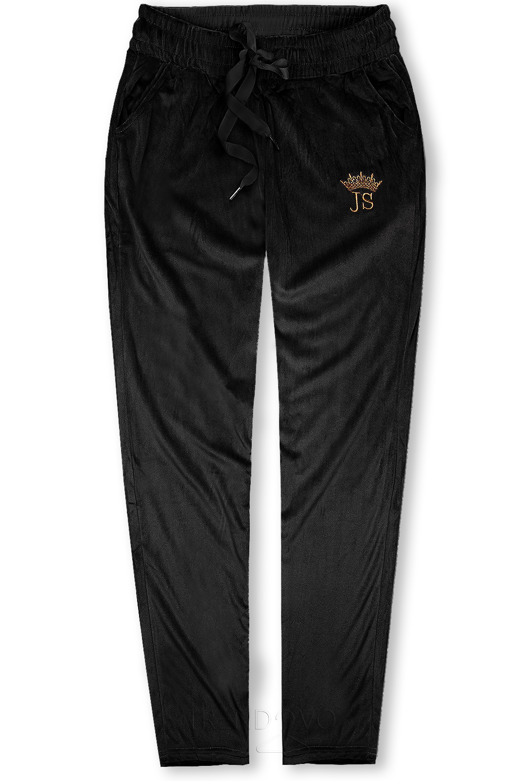Černé sametové teplákové kalhoty