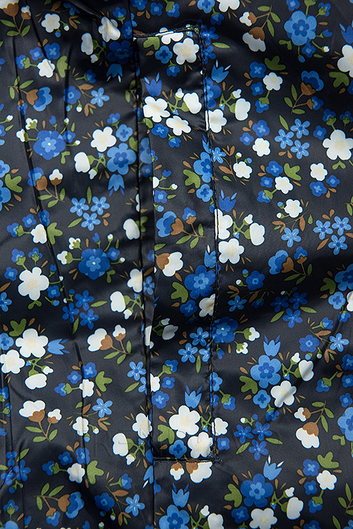 Oboustranná bunda s květinovým futrem tmavě modrá