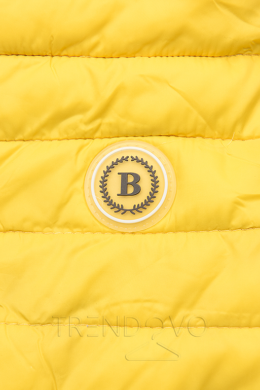 Žlutá prošívaná bunda se vzorovanou podšívkou