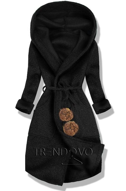 Černý jarní kabát s kapucí