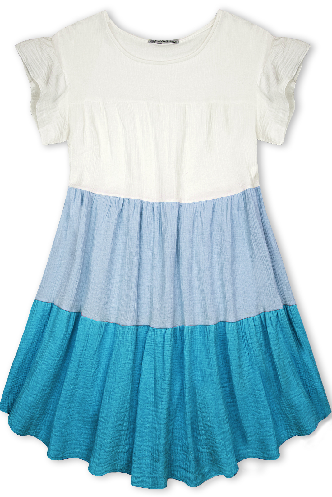 Bavlněné šaty bílá/baby blue/tyrkysová