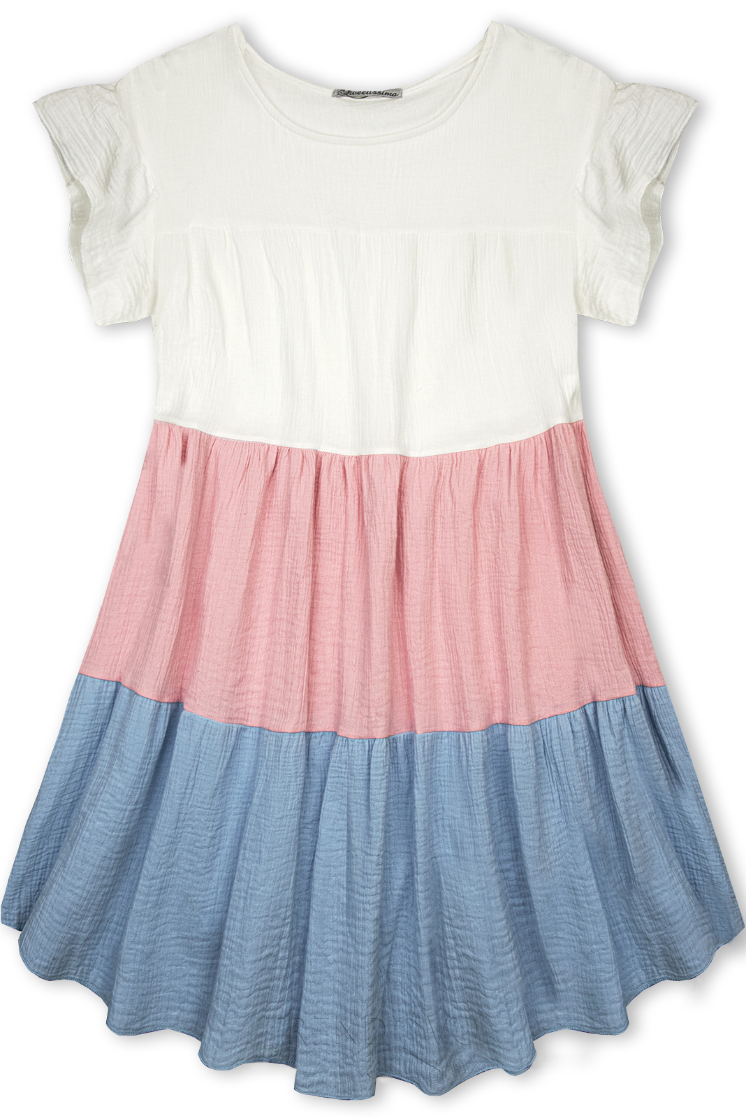 Bavlněné šaty bílá/růžová/modrá