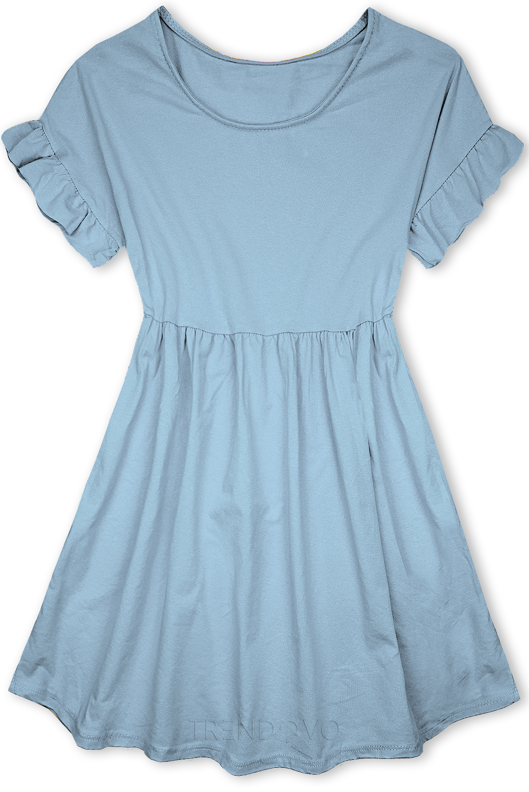 Světle modré bavlněné šaty v A-střihu