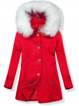 Vlněný podzimní kabát 1950 červená/bílá