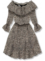 Béžové šaty s leopardím vzorem