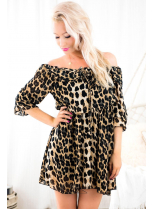 Hnědé šaty s leopardím vzorem