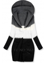 Pletený svetr s kapucí grafitová/bílá/černá