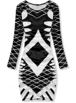 Černo-bílé vzorované sametové šaty
