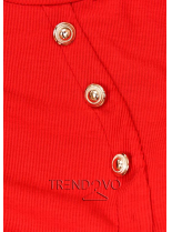 Červené strečové šaty s dekorativními knoflíky