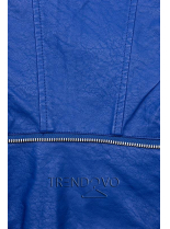 Kobalotvě modrá koženková bunda s květinovou podšívkou