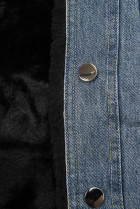 Modrá denimová bunda s černou kožešinou