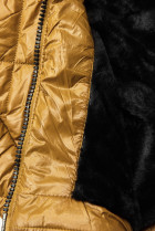 Karamelová lesklá zimní bunda s páskem