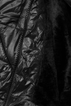 Černá lesklá zimní bunda s páskem