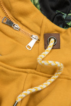 Žlutá prodloužená mikina s kapucí