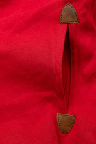 Červená dlouhá mikina s károvanou kapucí