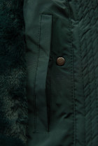 Tmavě zelená zimní bunda s velkou kapucí