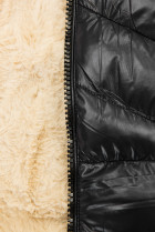 Černá/béžová lesklá bunda s páskem