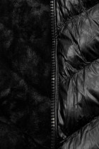 Černá zimní krátká bunda s hnědou kožešinou
