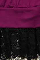 Purpurové mikinové šaty s krajkou