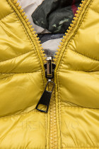 Žlutá prošívaná bunda s barevnou podšívkou