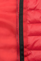 Červená prošívaná lesklá bunda