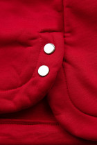 Červená mikina se šedou pletenou kapucí