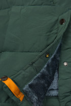 Tmavě zelená zimní bunda s šedým plyšem